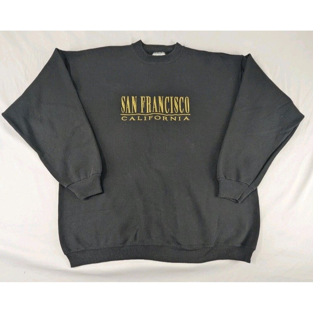 Hanes Heavyweight Vintage 90s San Francisco Sweater Unisex Black Sweatshirt XL